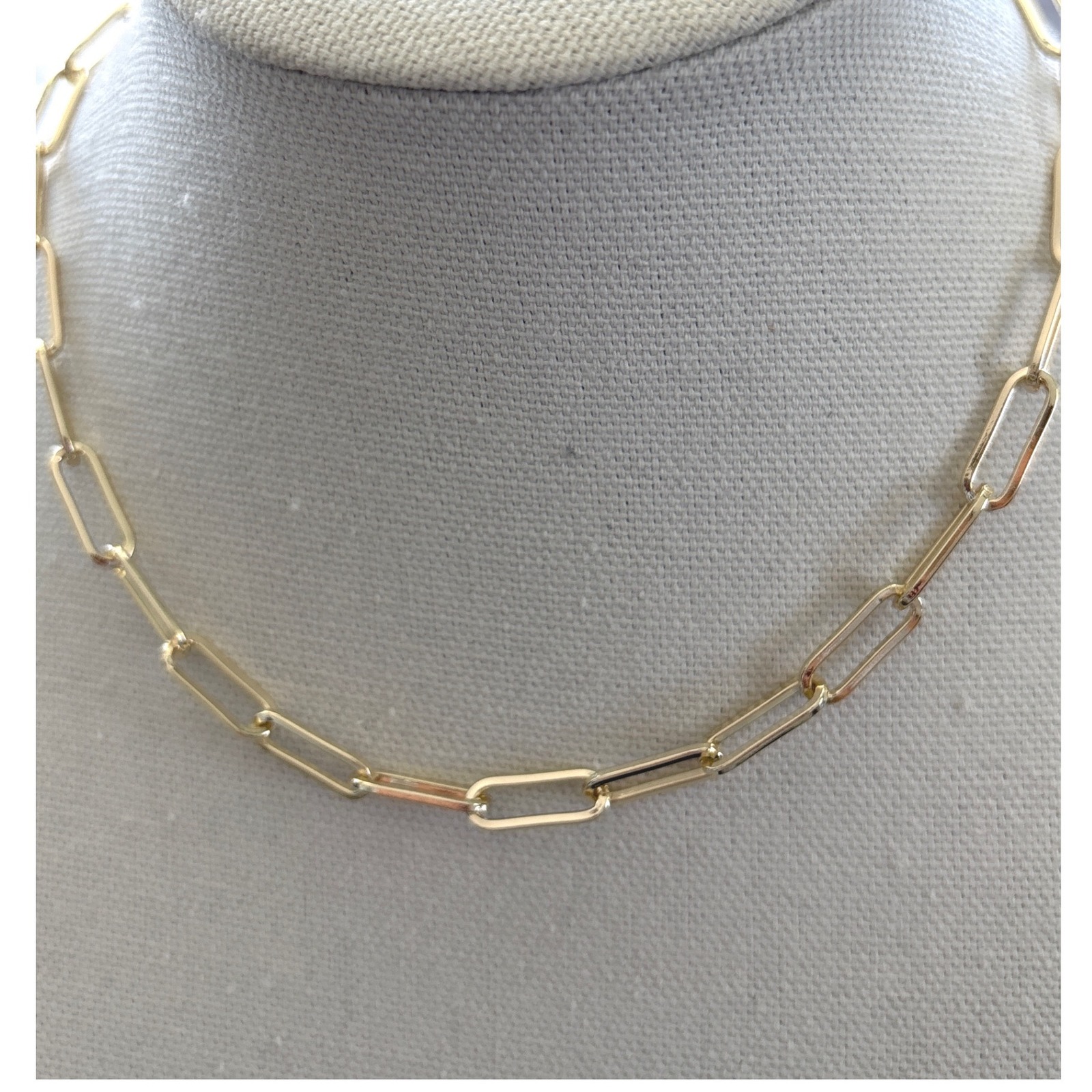 Necklace Gold Tone Metal Lobster Clasp Paperclip Link Chain Minimalist New
